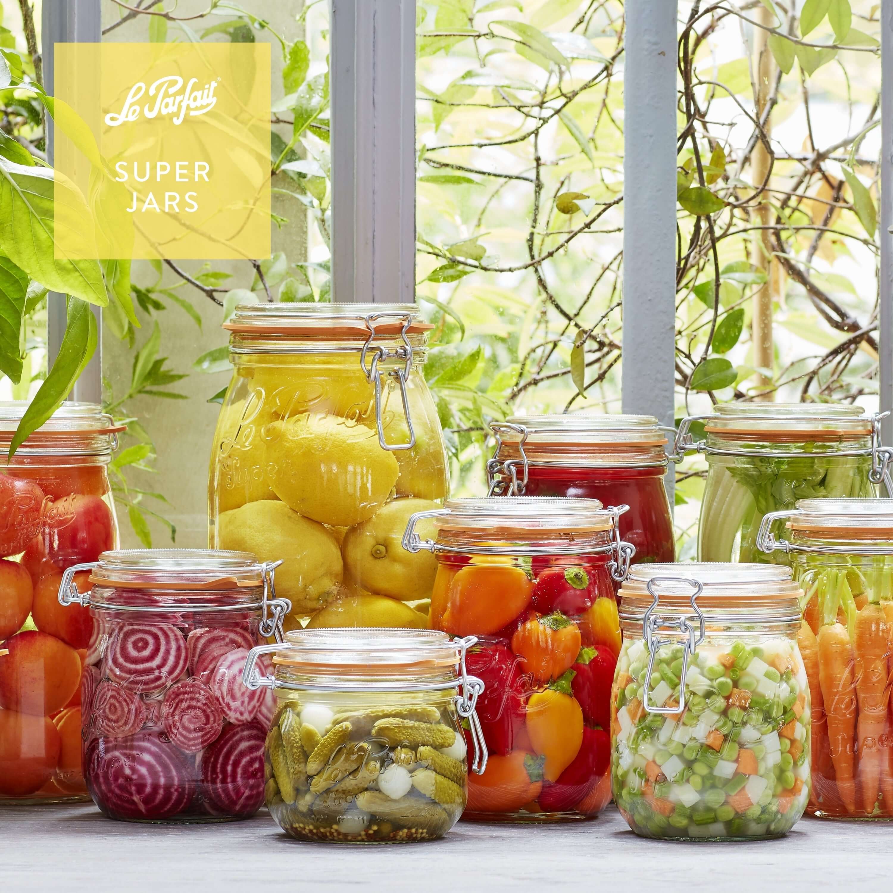 Le Parfait Super Jars with Wire-Bail Clamp Lid