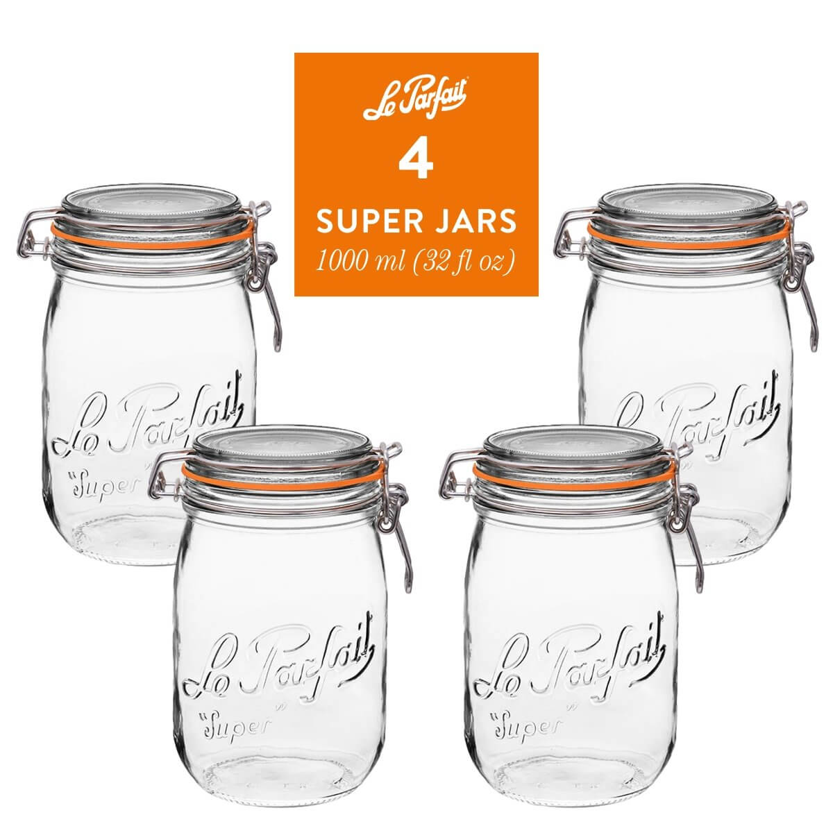 Le Parfait Super Jars with Wire-Bail Clamp Lid