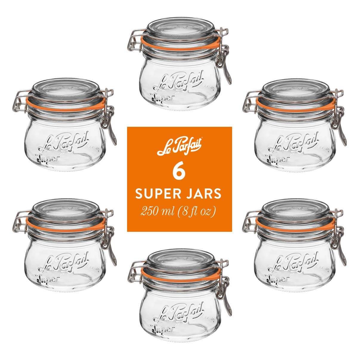 Le Parfait Super Jars with Wire-Bail Clamp Lid