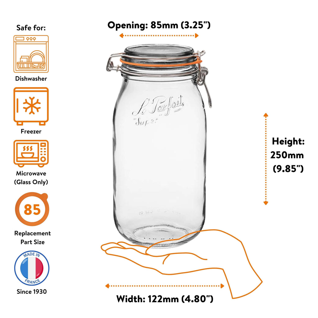 Le Parfait Super Jars with Wire-Bail Clamp Lid