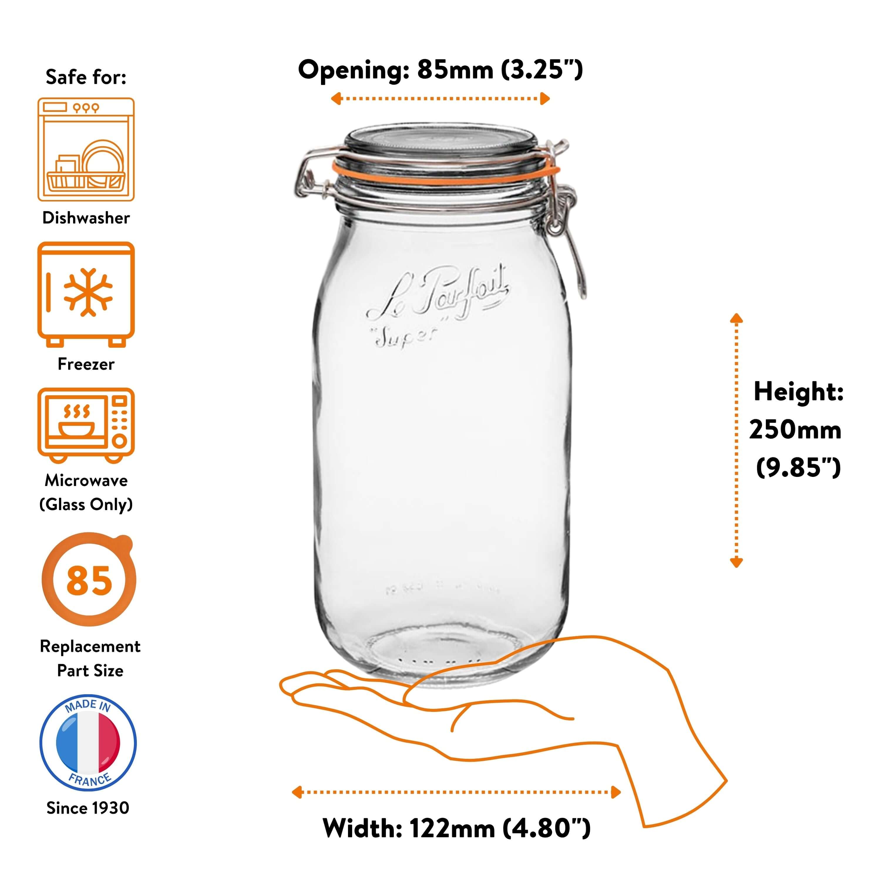 Le Parfait Super Jars with Wire-Bail Clamp Lid