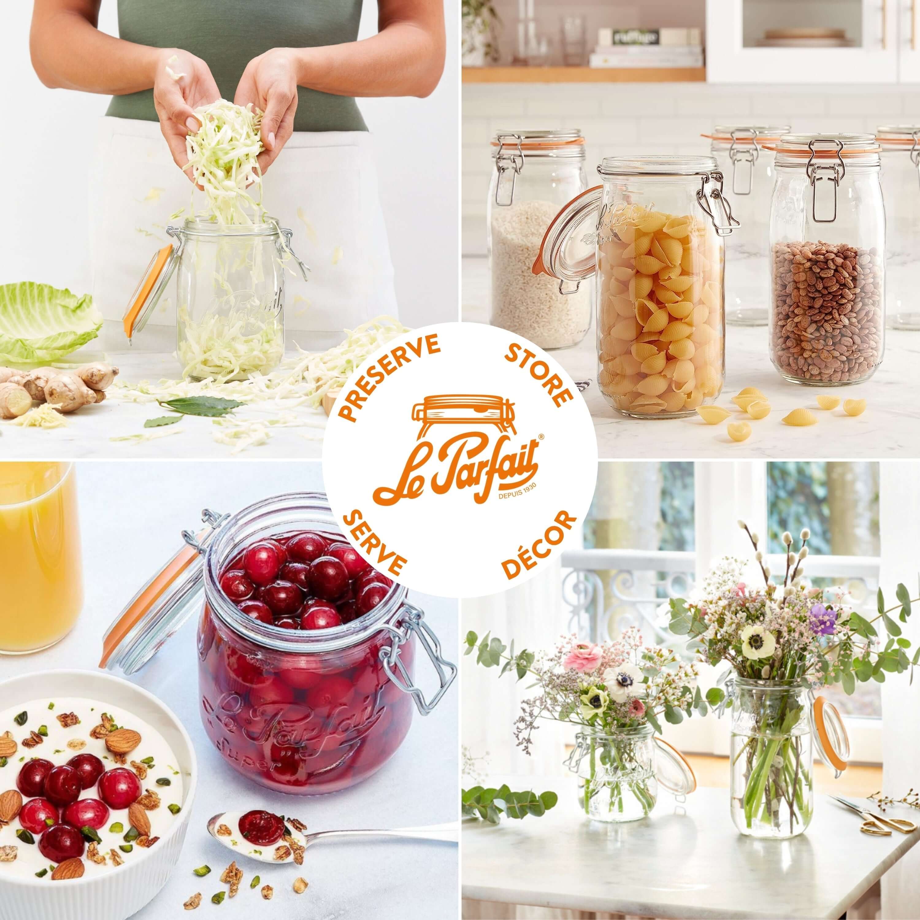 Le Parfait Super Jars with Wire-Bail Clamp Lid