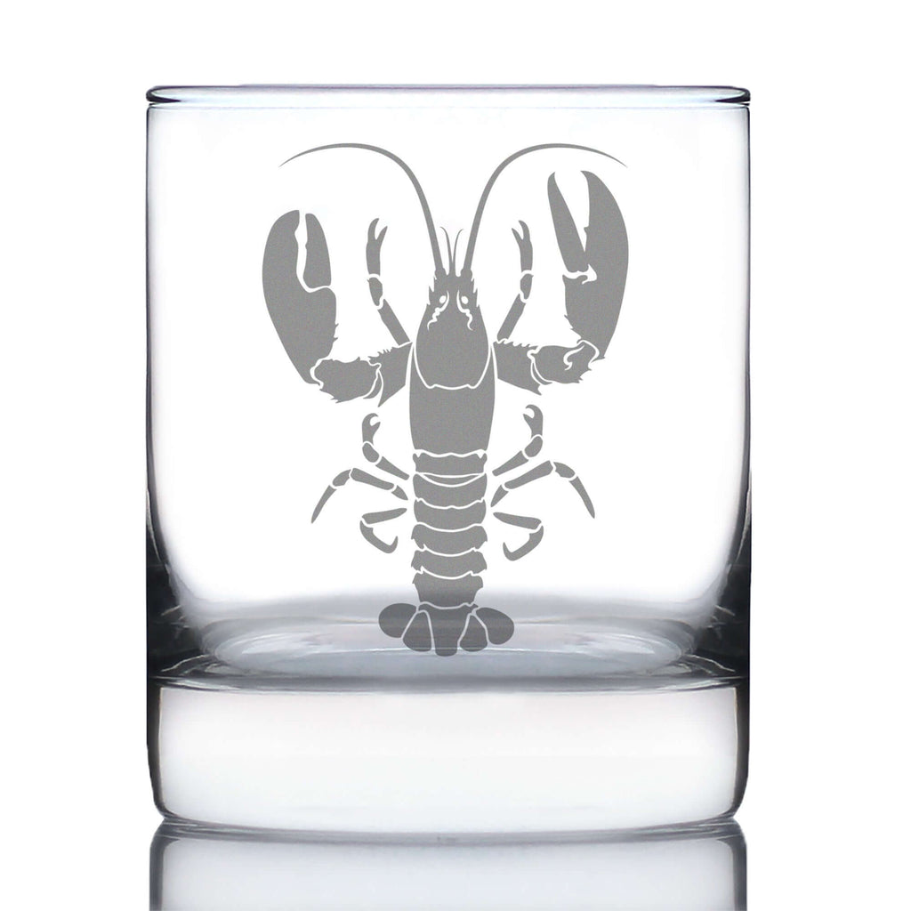 Lobster Engraved Rocks Glass, Weighted Whiskey Glass 10.25 oz - Wine Drop Cookery LLC