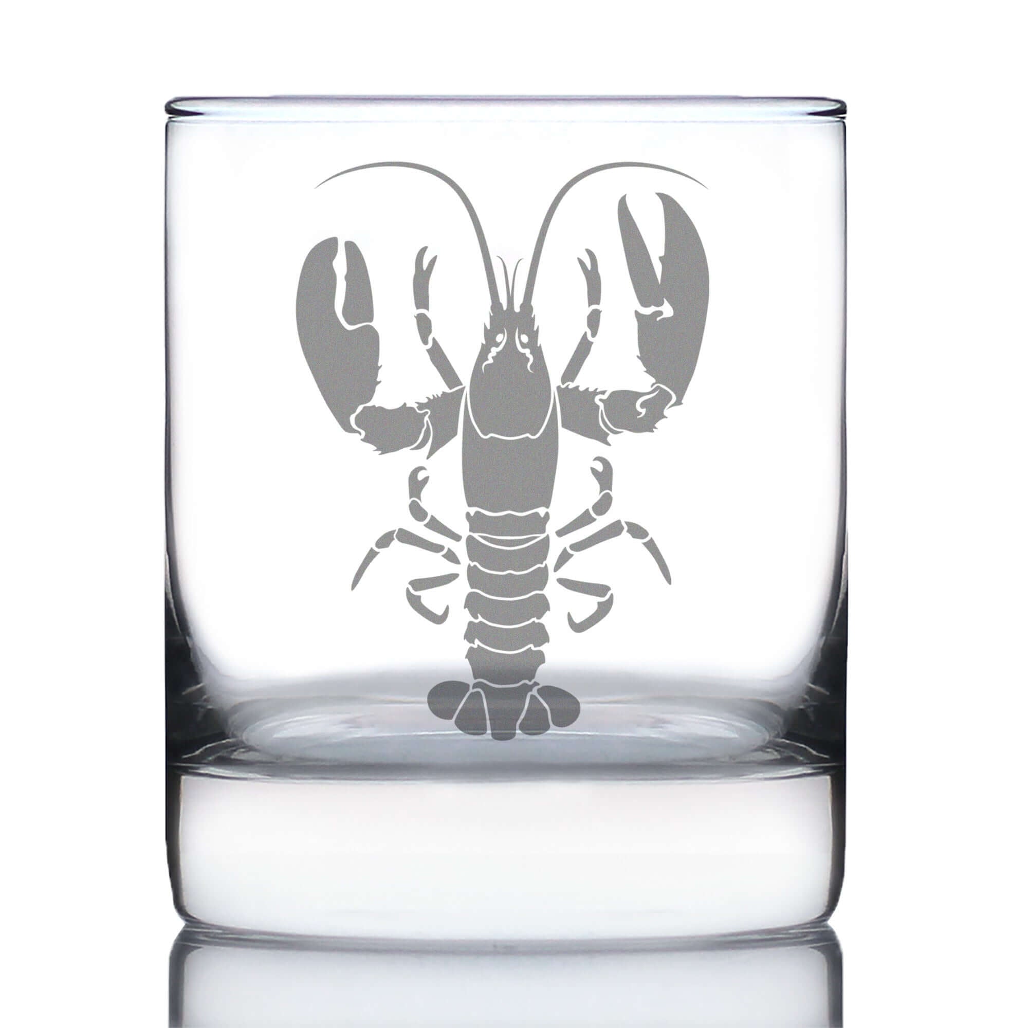Lobster Engraved Rocks Glass, Weighted Whiskey Glass 10.25 oz - Wine Drop Cookery LLC