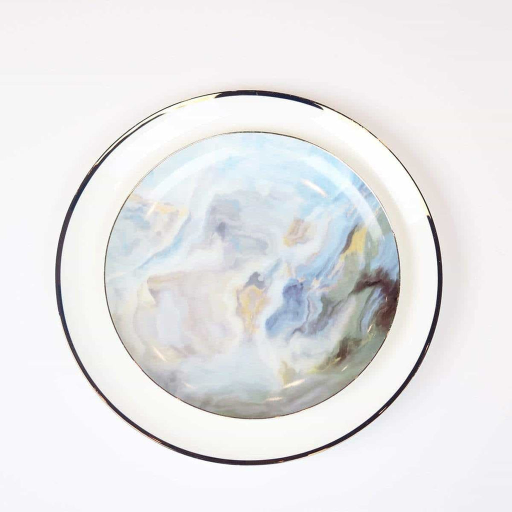 Narrow Gold Rim Dinner Plates, Set of 4 - Wine Drop Cookery LLC