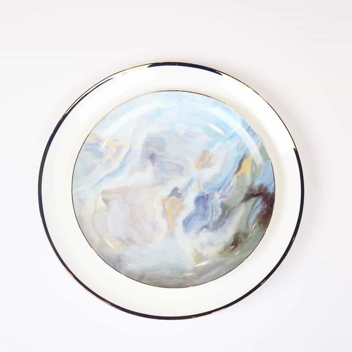 Narrow Gold Rim Dinner Plates, Set of 4 - Wine Drop Cookery LLC