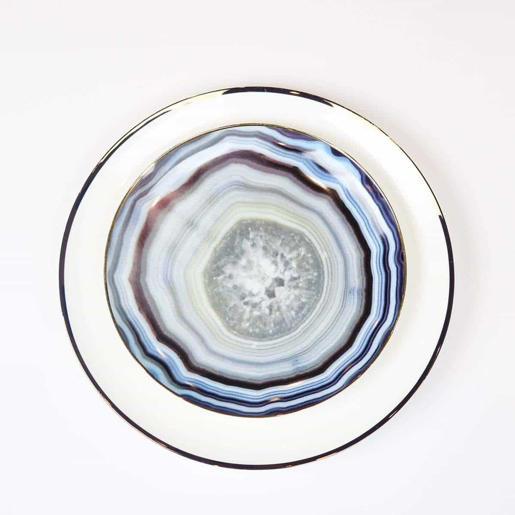 Narrow Gold Rim Dinner Plates, Set of 4 - Wine Drop Cookery LLC