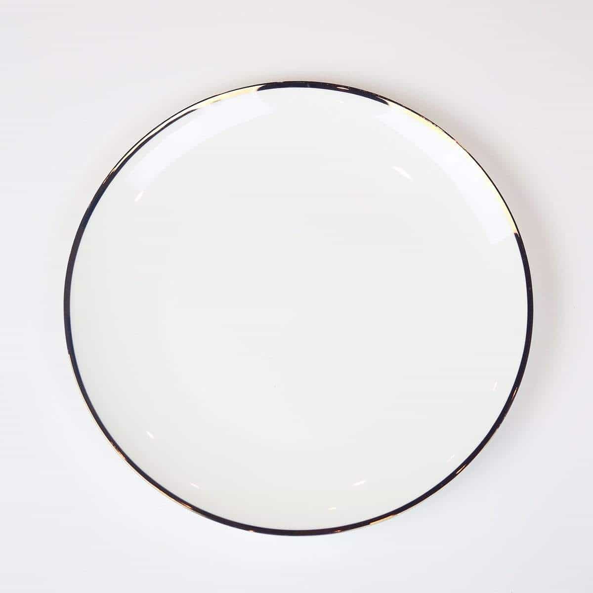 Narrow Gold Rim Dinner Plates, Set of 4 - Wine Drop Cookery LLC