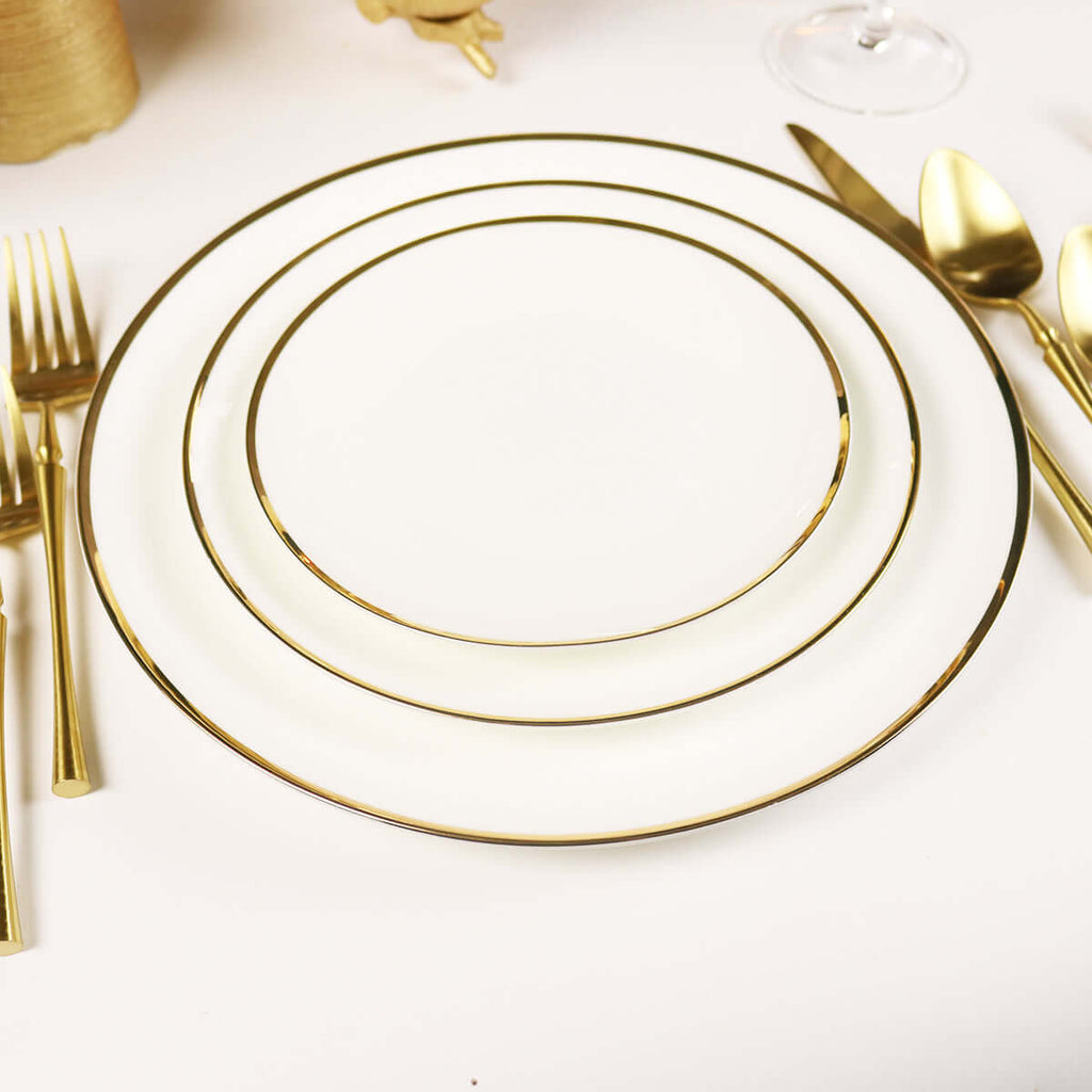 Narrow Gold Rim Salad Plates, Set of 4 - Wine Drop Cookery LLC