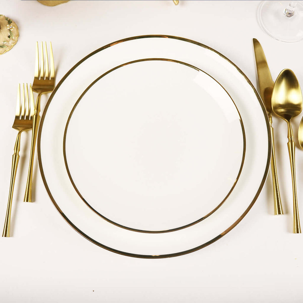Narrow Gold Rim Salad Plates, Set of 4 - Wine Drop Cookery LLC