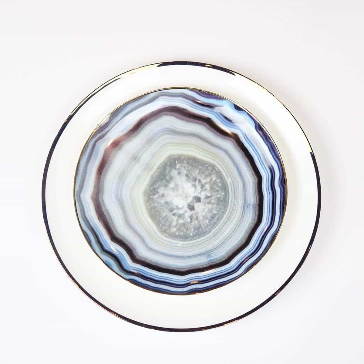 Narrow Gold Rim Dinner Plate-Set of 4 - Wine Drop Cookery