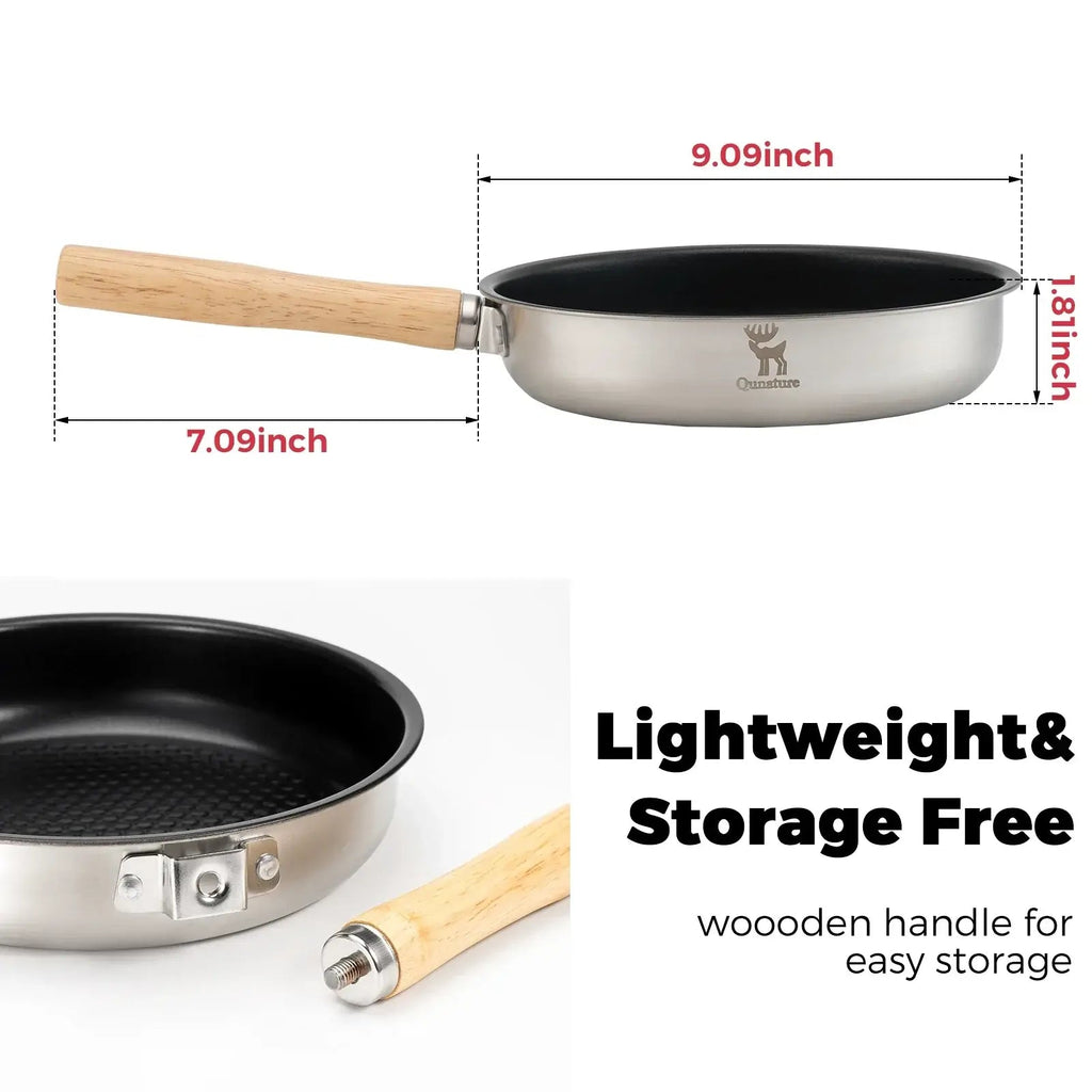 Non-Stick Stainless Steel Frying Pan with Detachable Handle - Wine Drop Cookery LLC