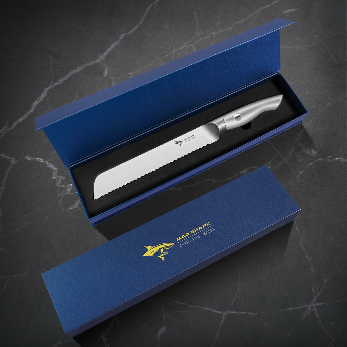 MAD SHARK Serrated Bread Knife, 8 Inch German Stainless Steel - Wine Drop Cookery LLC