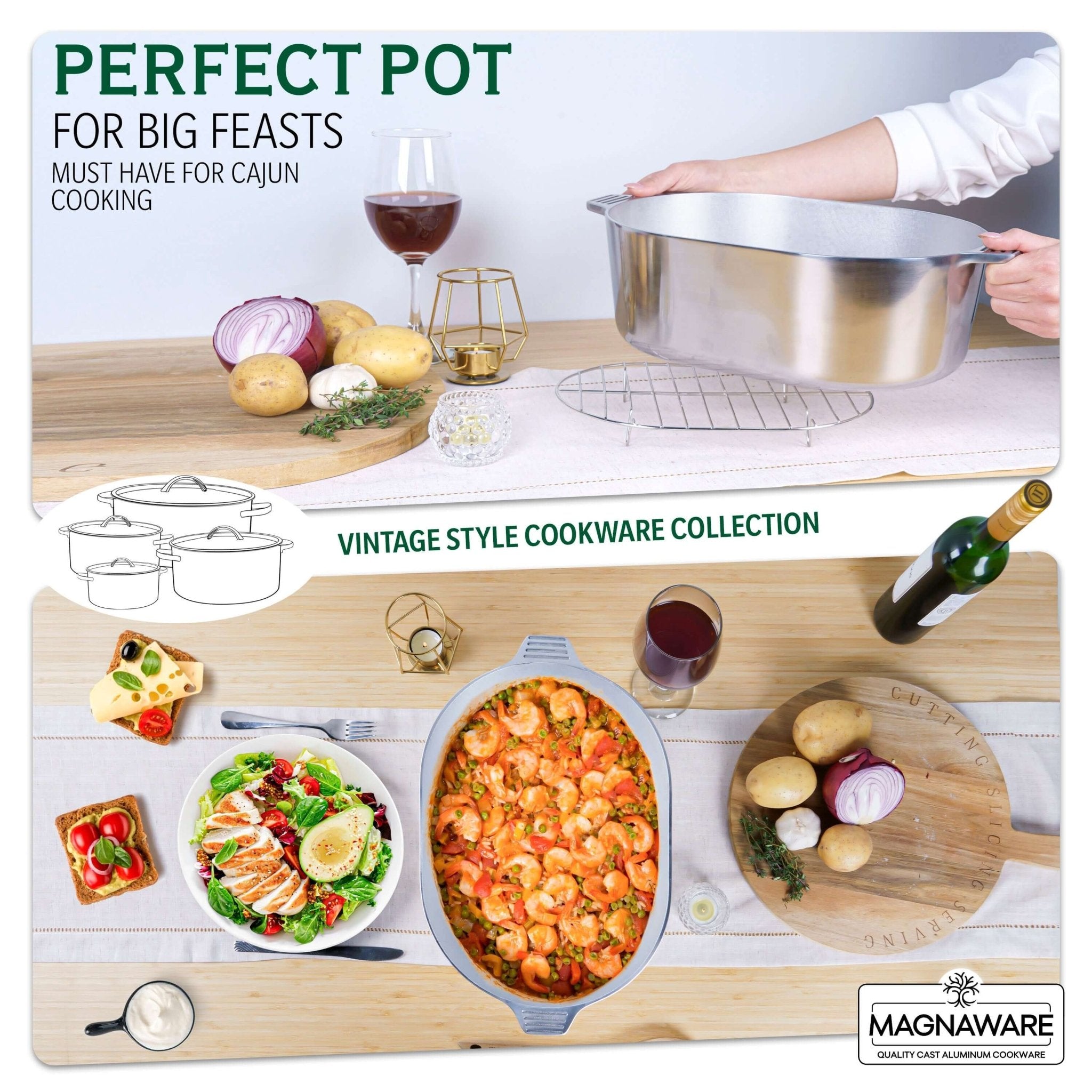 Oval Dutch Oven with Lid - 10 Quart 15 Inch - Wine Drop Cookery LLC