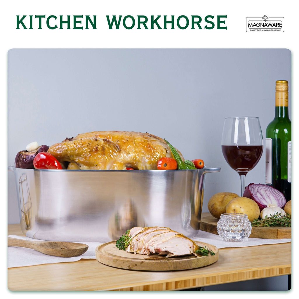 Oval Dutch Oven with Lid - 10 Quart 15 Inch - Wine Drop Cookery LLC