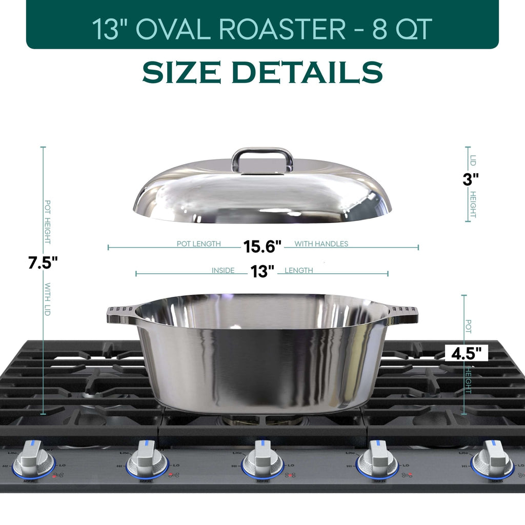 Oval Dutch Oven with Lid - 8 Quart - Wine Drop Cookery LLC