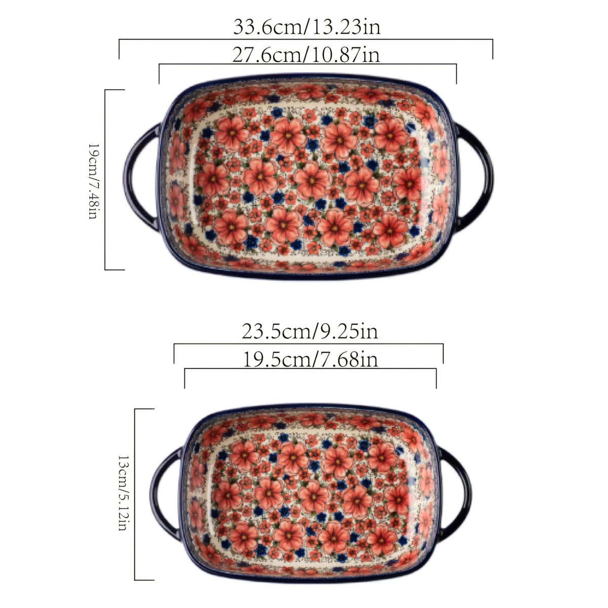 Porcelain Baking Dish Set, 13 Inch, 2 Piece - Wine Drop Cookery LLC