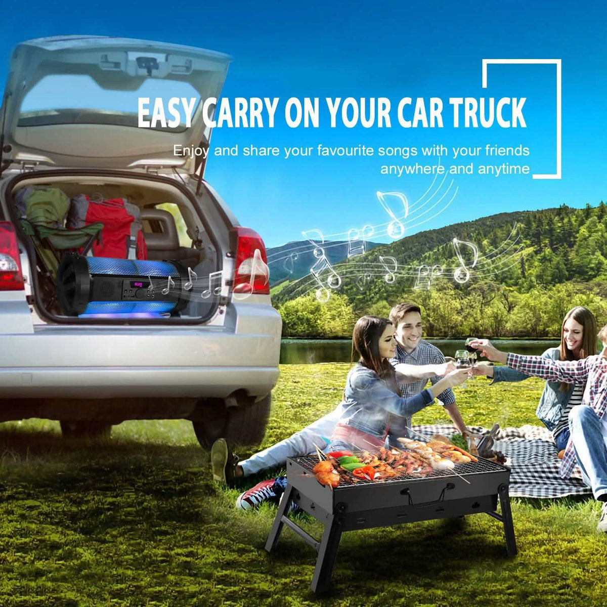 Portable Barbecue Grill Foldable Charcoal - Wine Drop Cookery LLC