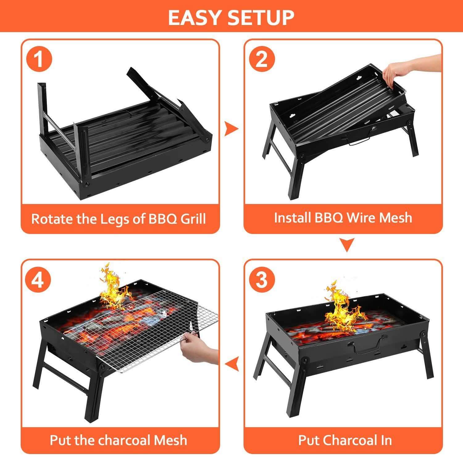 Portable Barbecue Grill Foldable Charcoal - Wine Drop Cookery LLC