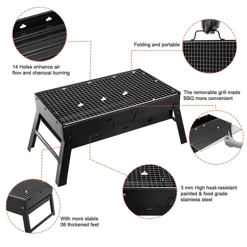 Portable Barbecue Grill Foldable Charcoal - Wine Drop Cookery LLC