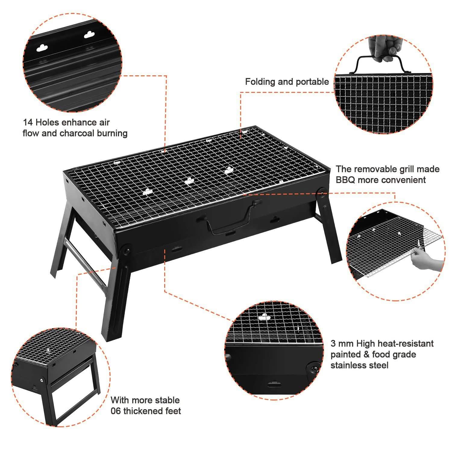 Portable Barbecue Grill Foldable Charcoal - Wine Drop Cookery
