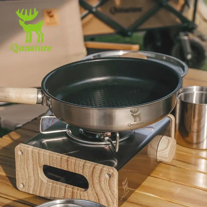 Non-Stick Stainless Steel Frying Pan with Detachable Handle - Wine Drop Cookery