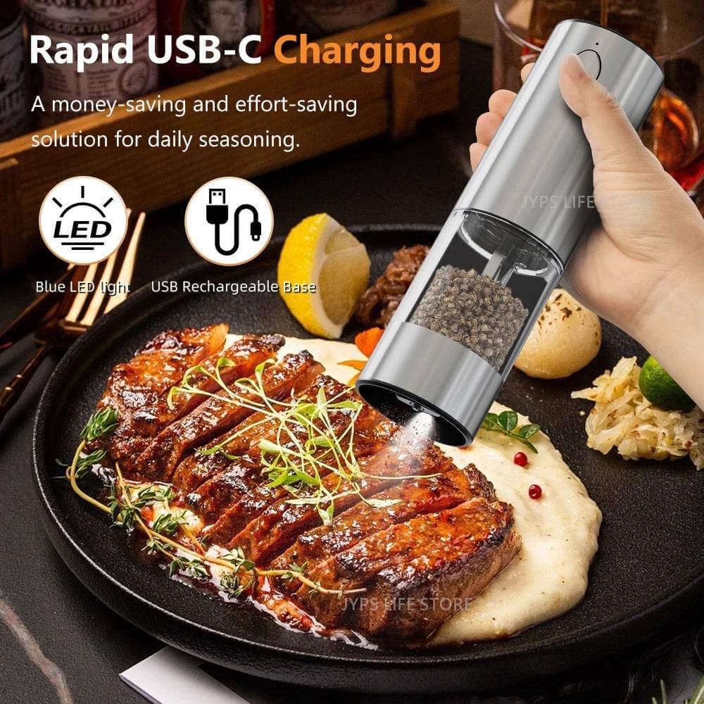 Rechargeable Electric Pepper Grinder and Spice Mill - Wine Drop Cookery LLC