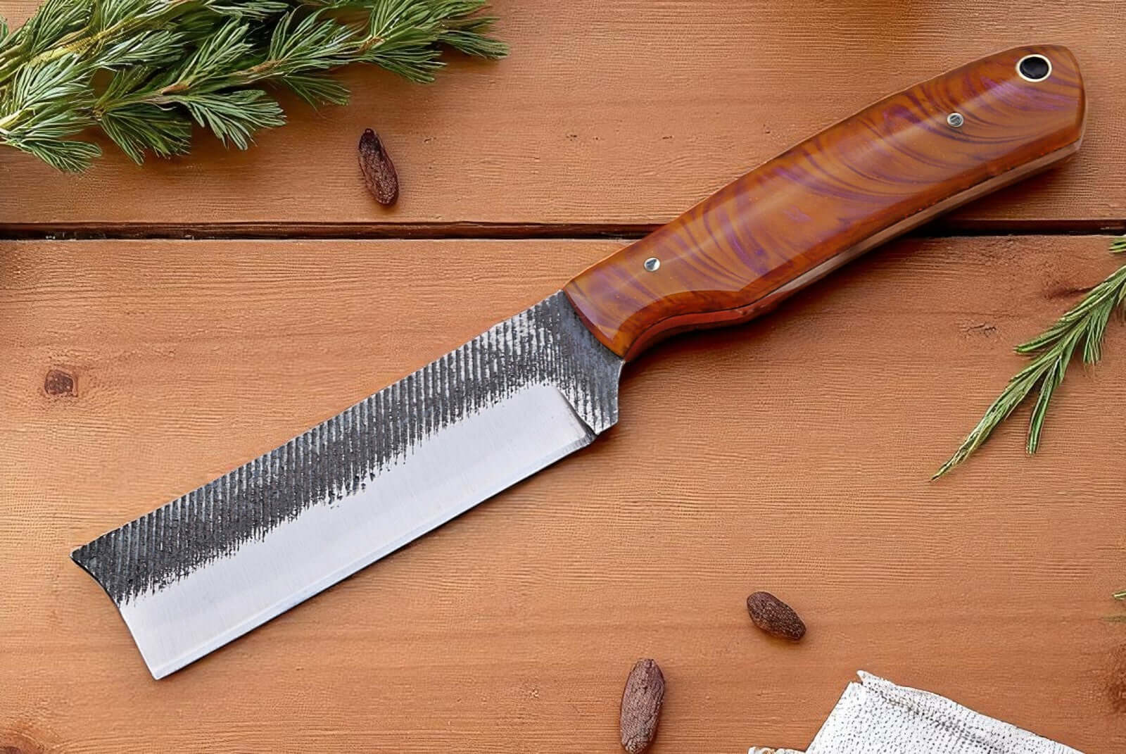 Custom Bull Cutter Knife - Leather Sheath