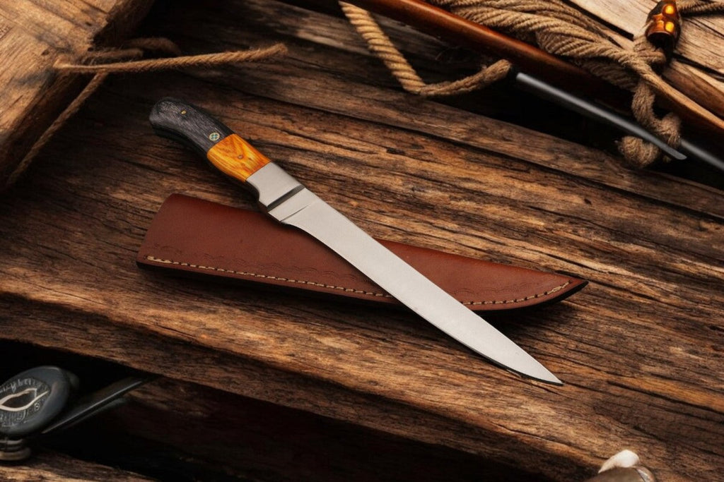 Handmade Fillet Knife, 7.5 Inch Stainless Blade, Rosewood Handle - Wine Drop Cookery LLC