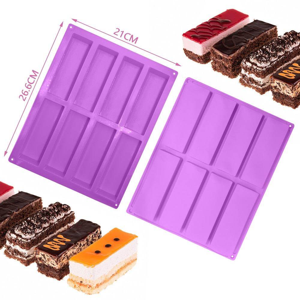 Silicone Energy Bar Mold 8 Cavity Rectangular - Wine Drop Cookery LLC