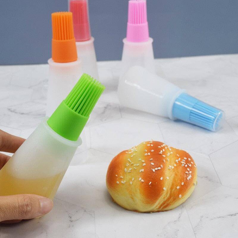 Silicone Oil Bottle with Basting Brush - Wine Drop Cookery LLC