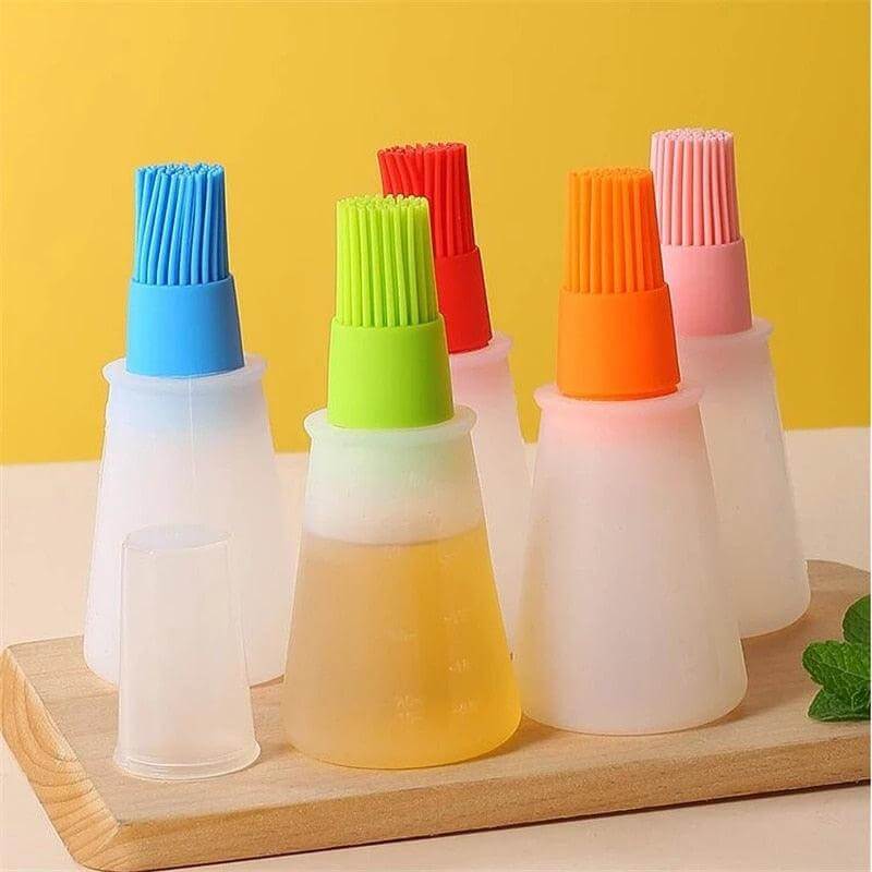 Silicone Oil Bottle with Basting Brush - Wine Drop Cookery LLC