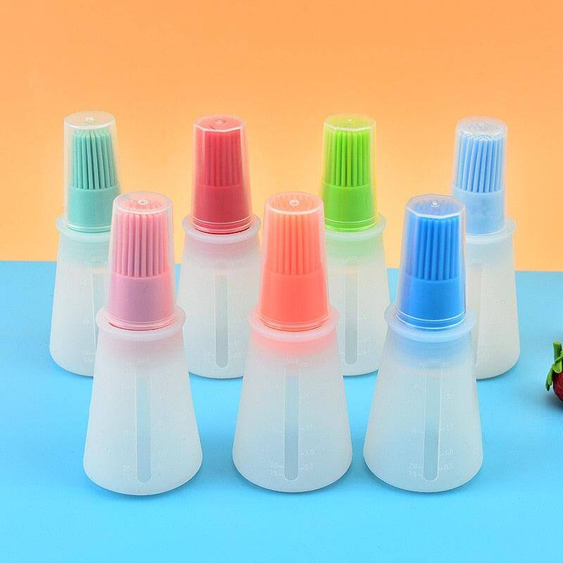 Silicone Oil Bottle with Basting Brush - Wine Drop Cookery LLC