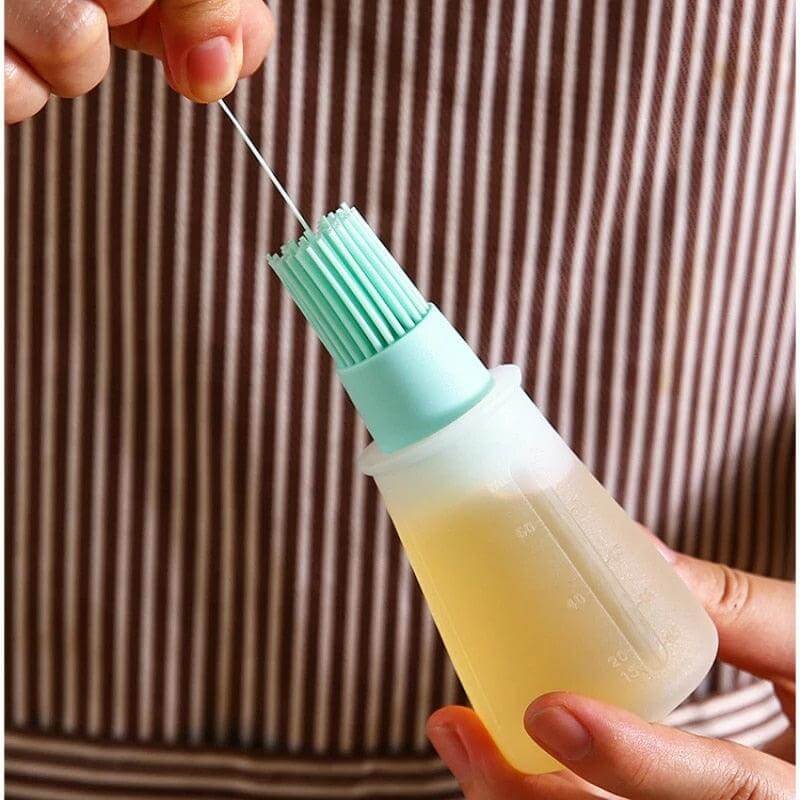 Silicone Oil Bottle with Basting Brush - Wine Drop Cookery LLC