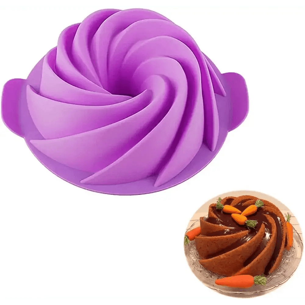 Silicone Spiral Bundt Cake Pan 10-Inch 2-Pack - Wine Drop Cookery LLC