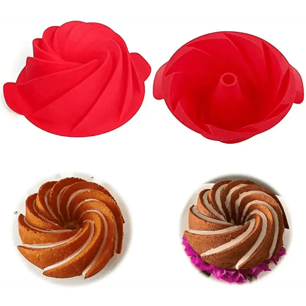 Silicone Spiral Bundt Cake Pan 10-Inch 2-Pack - Wine Drop Cookery LLC