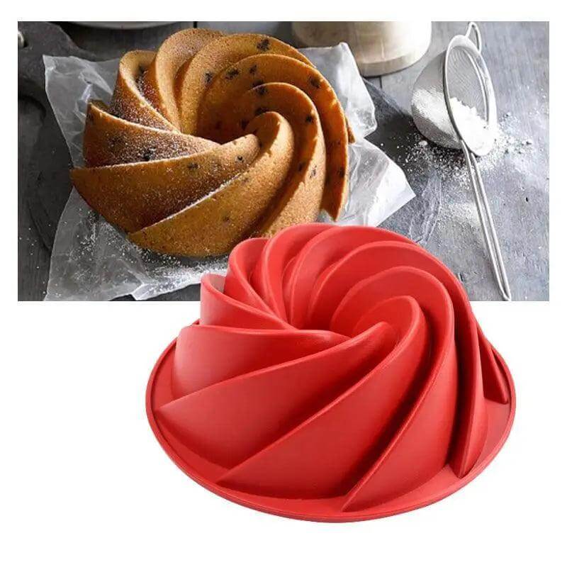 Silicone Spiral Bundt Cake Pan 10-Inch 2-Pack - Wine Drop Cookery LLC