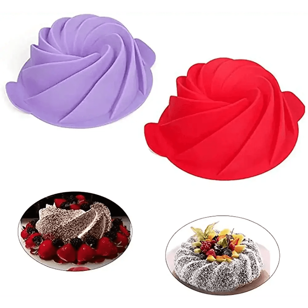 Silicone Spiral Bundt Cake Pan 10-Inch 2-Pack - Wine Drop Cookery LLC