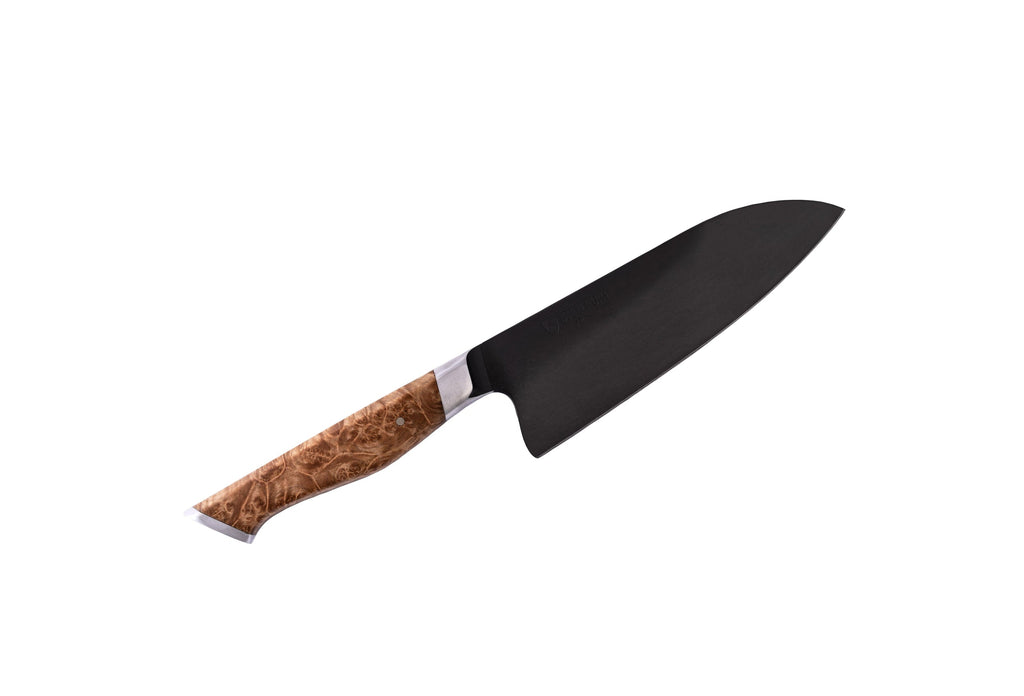 STEELPORT 6 Inch Chef Knife, 52100 Carbon Steel, Maple Burl Handle - Wine Drop Cookery LLC