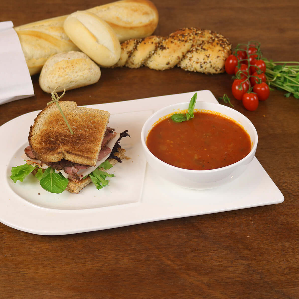 Soup and Sandwich Plates, Set of 4 - Wine Drop Cookery LLC