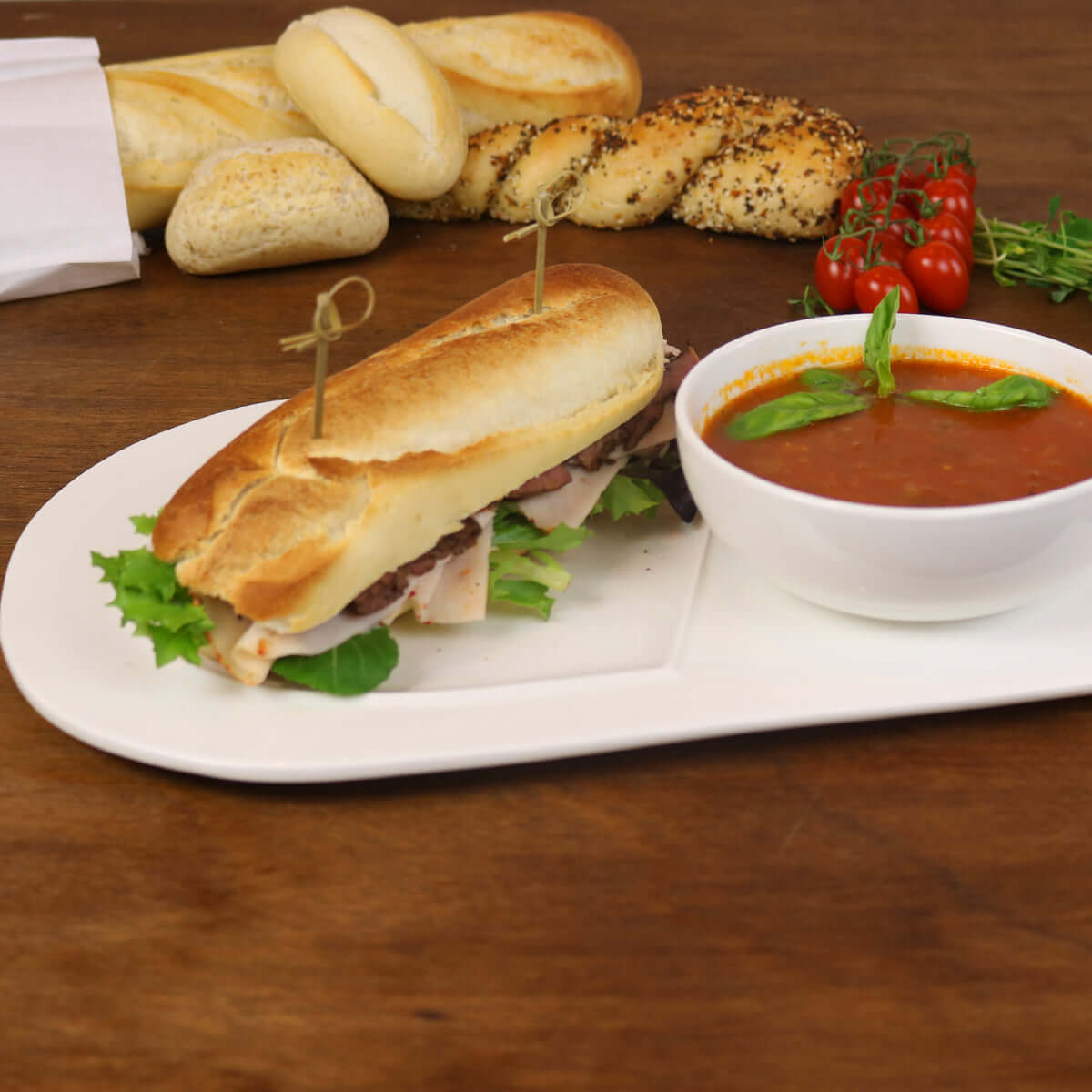 Soup and Sandwich Plates, Set of 4 - Wine Drop Cookery LLC