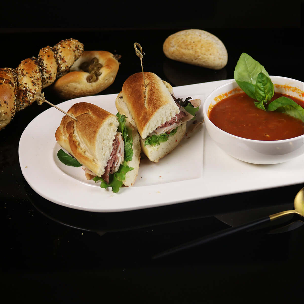 Soup and Sandwich Plate-Set of 4 - Wine Drop Cookery