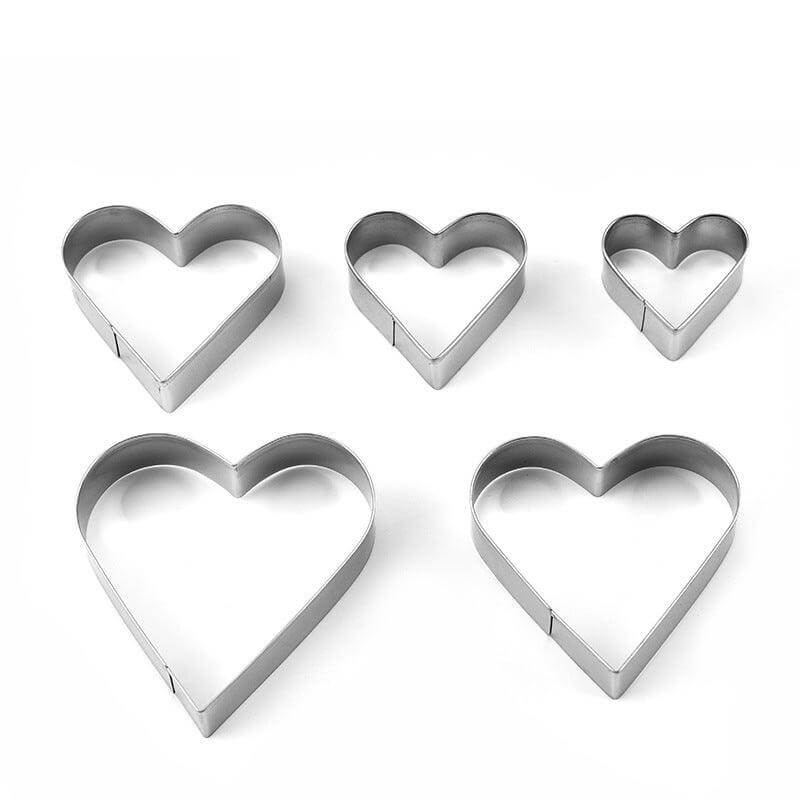 Stainless Steel Heart Cookie Cutters 5-Piece Set - Wine Drop Cookery LLC
