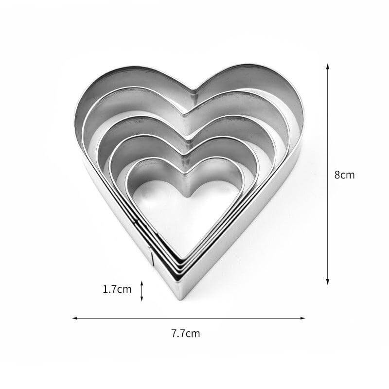 Stainless Steel Heart Cookie Cutters 5-Piece Set - Wine Drop Cookery LLC