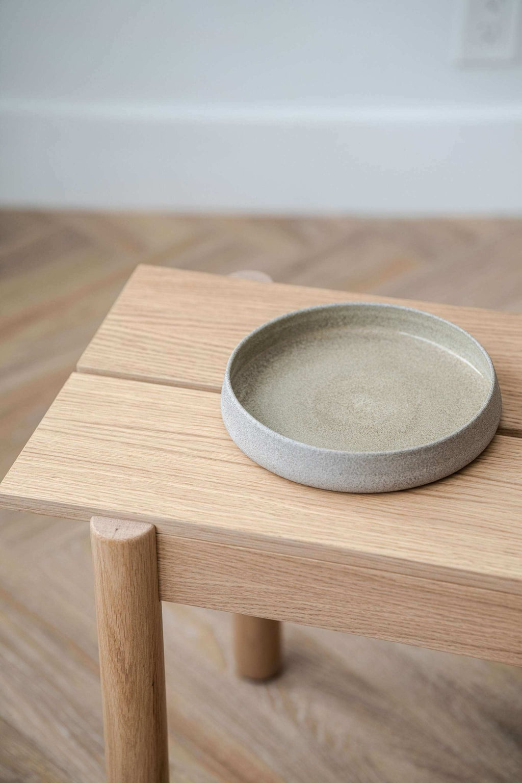 Stoneware Salad Plates with High Sides Concrete - Wine Drop Cookery LLC