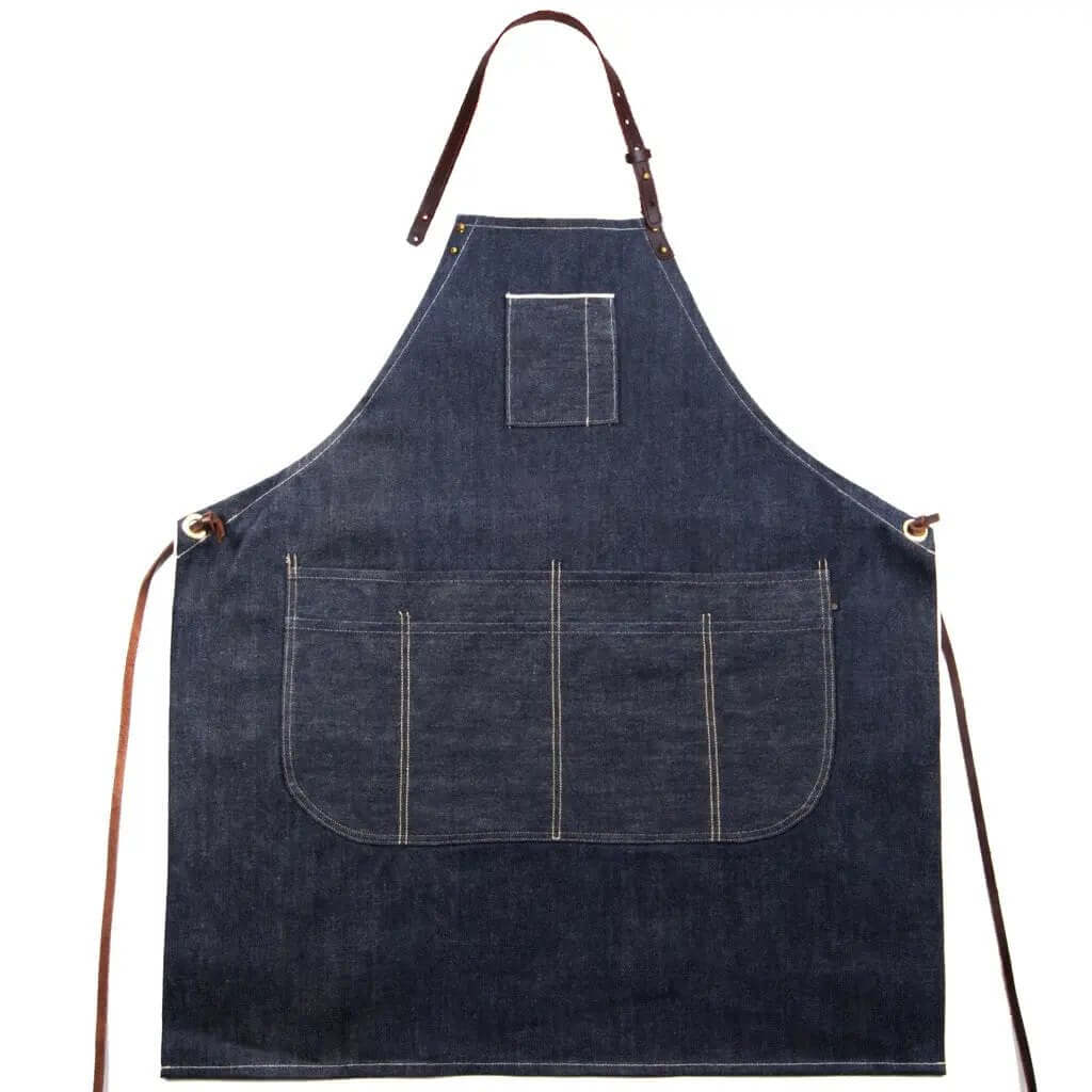 The Selvedge Apron with Removable Leather - Wine Drop Cookery LLC
