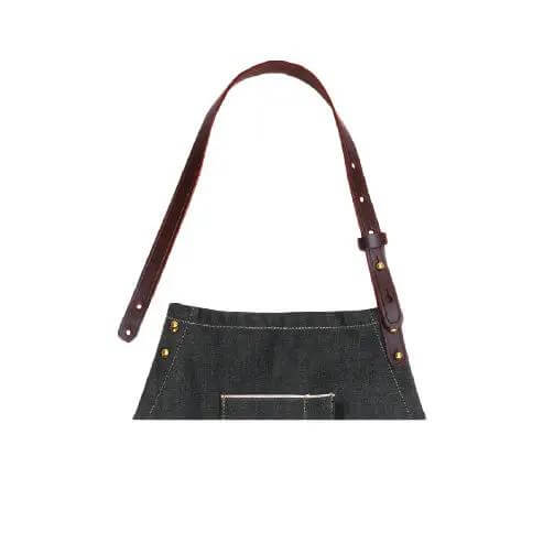 The Selvedge Apron with Removable Leather - Wine Drop Cookery LLC