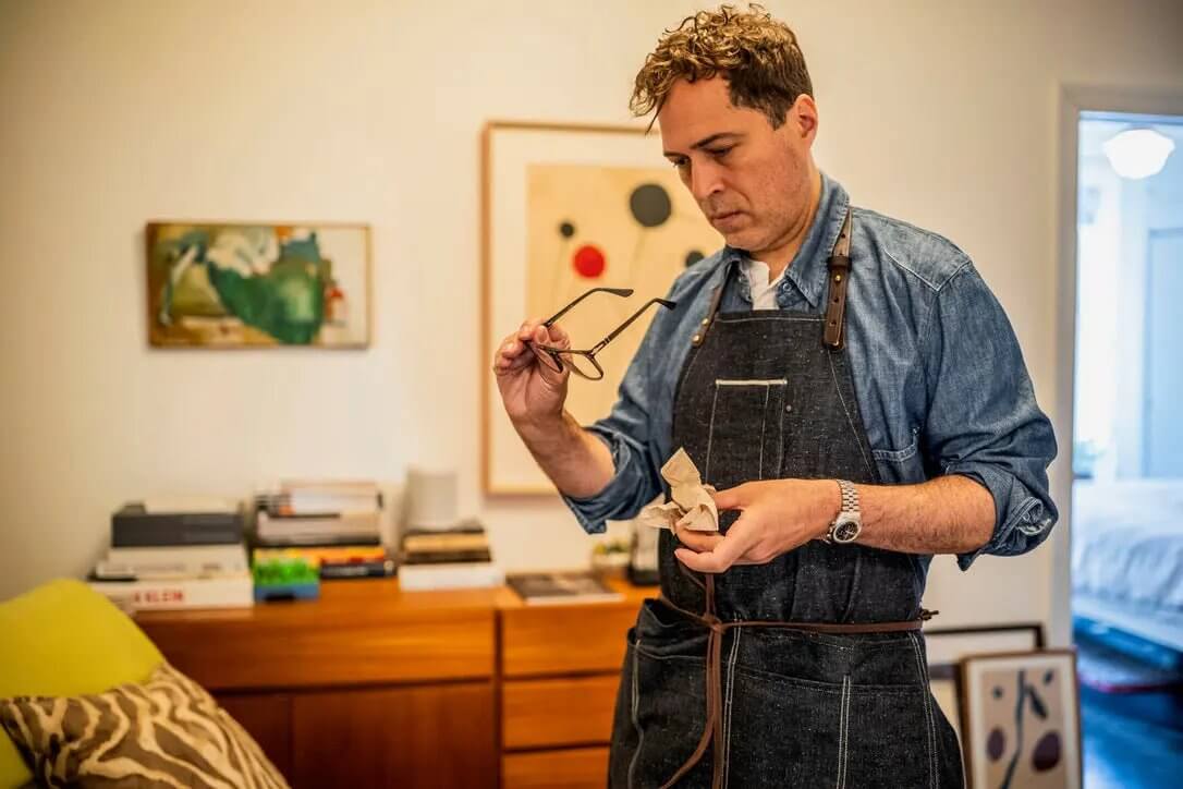 The Selvedge Apron with Removable Leather - Wine Drop Cookery LLC