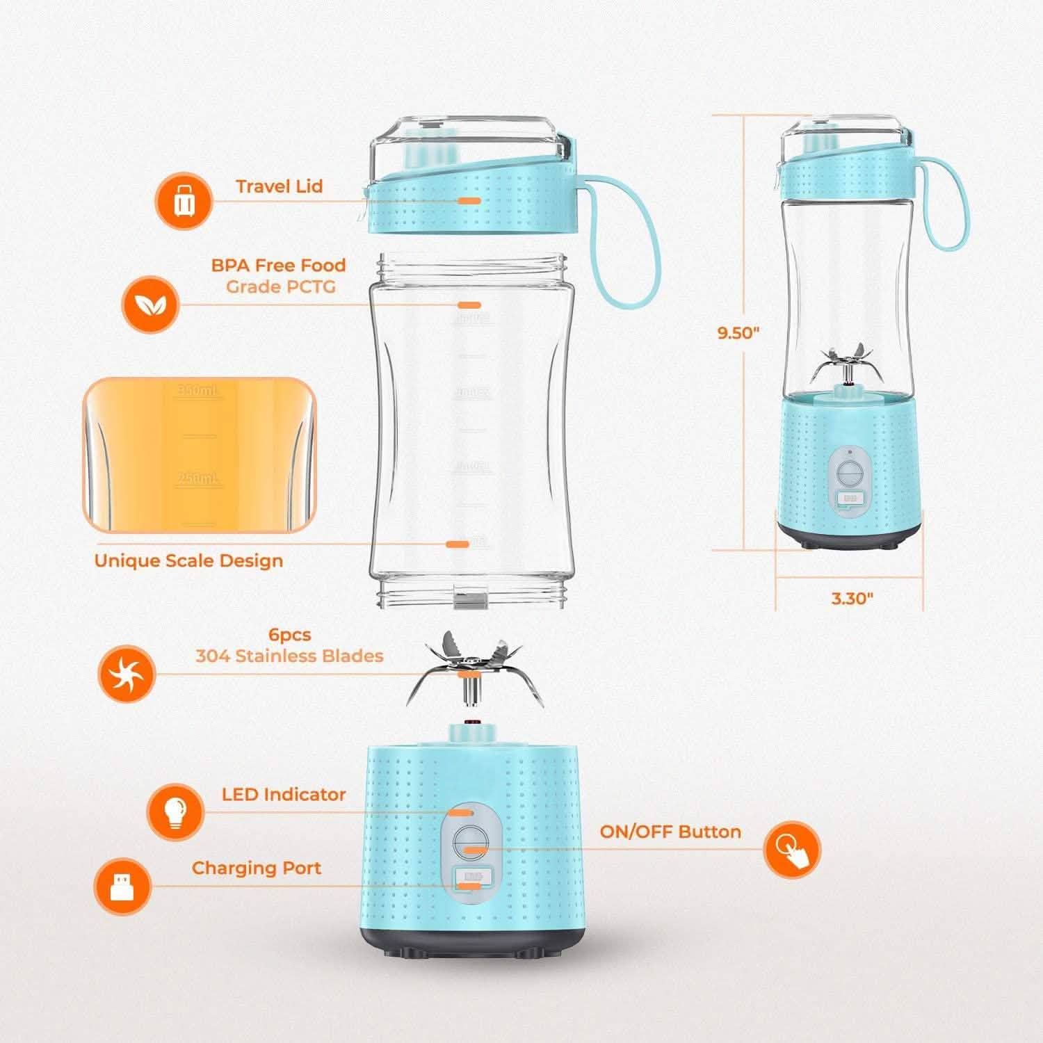 USB Rechargeable Portable Blender - Wine Drop Cookery
