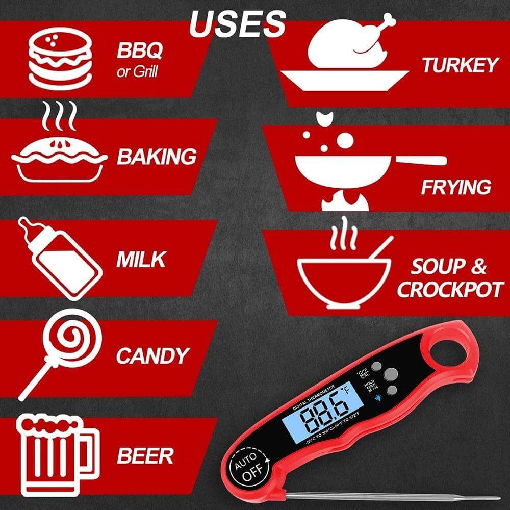 Waterproof Digital Kitchen Thermometer with LCD - Wine Drop Cookery LLC